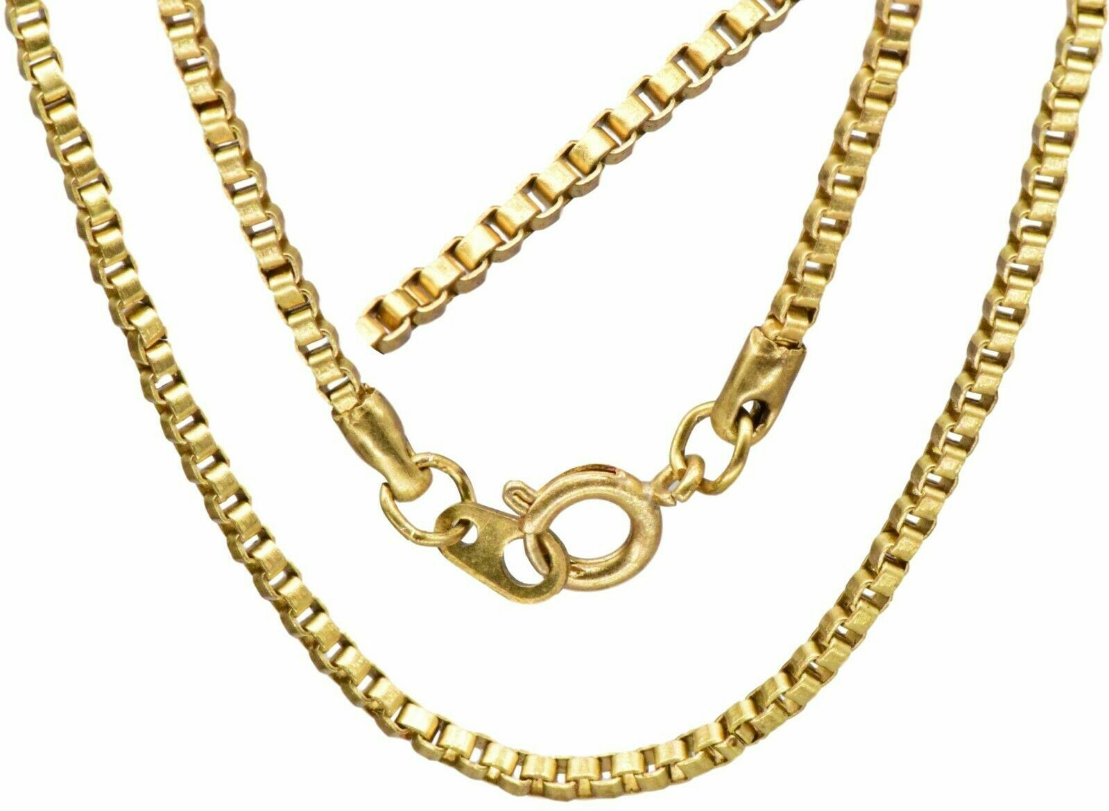 Raw Brass Box Chain 2 mm Venetian Chain Necklace 18″