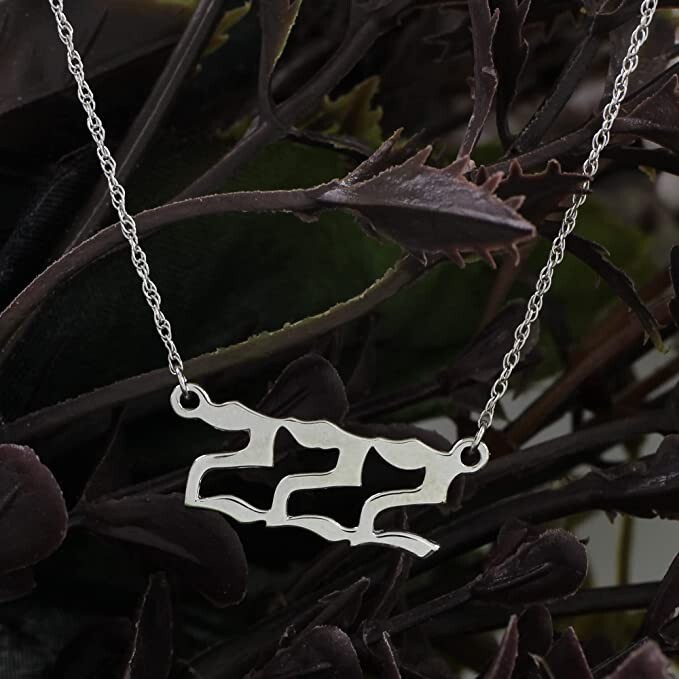 Silver 222 Angel Number Necklace, Jewelry Charms Minimalist Stainless Steel