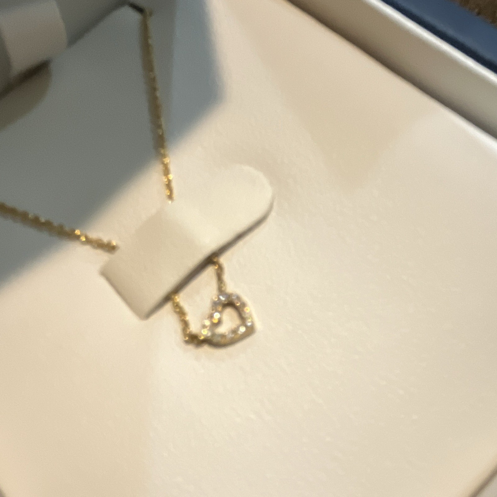 Blue Nile Yellow Gold Heart Charm Pendant Necklace Cable Chain Small Daimonds