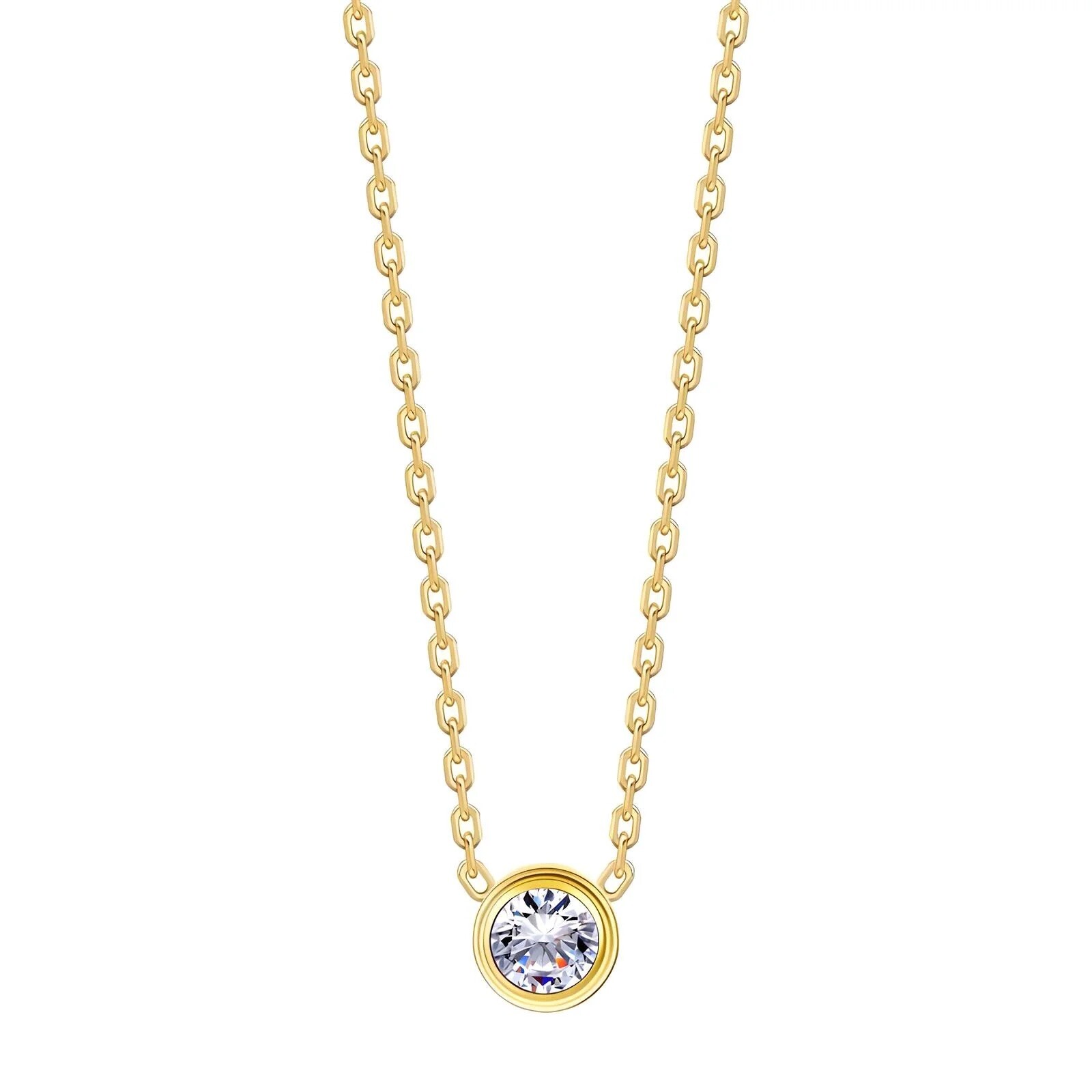 18K Gold Plated Cubic Zircon Pendant Necklace Waterproof None Tarnish