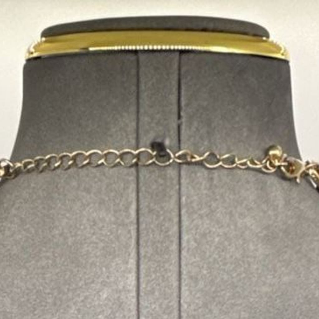 Brutalist Style Hammered Gold Tone Statement Circle Link Bib Necklace Retro