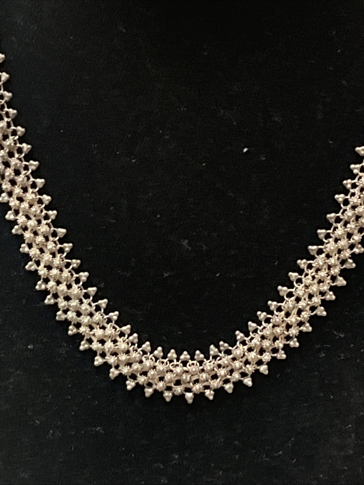Beautiful Sterling Silver Flower Woven Necklace Chain 15” Marked .950