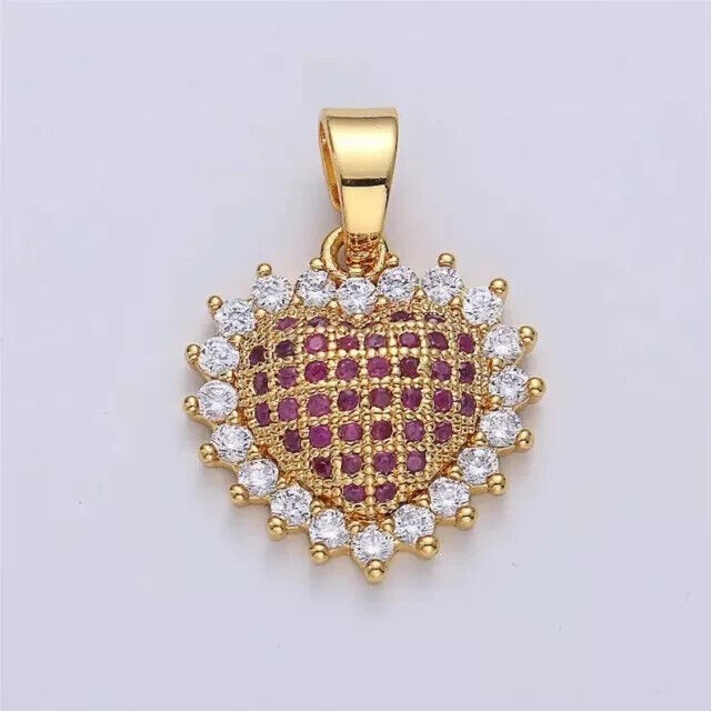 2Ct Round Simulated Pink Ruby Women’s Cluster Pendant In 14K Yellow Gold Plated