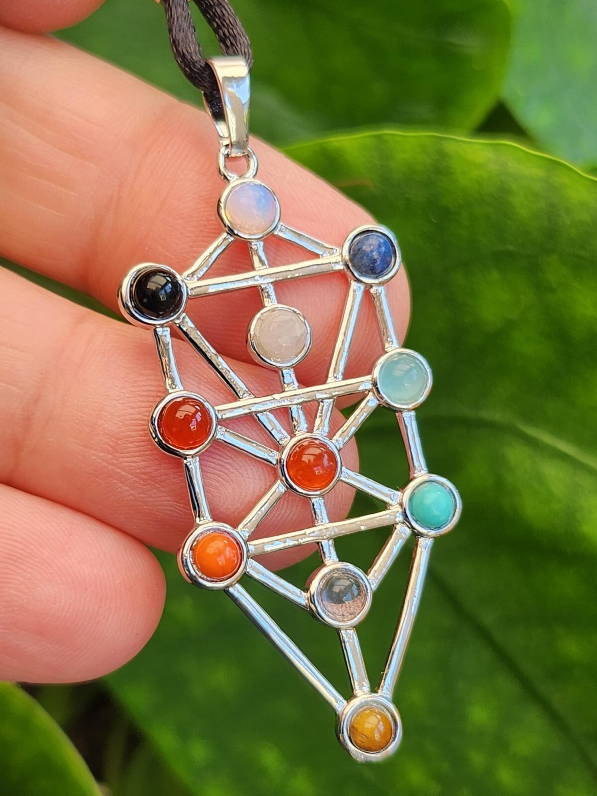 Tree of Life Sefirot Necklace Chakra Pendant Gemstone Kabbalah Bead Jewellery