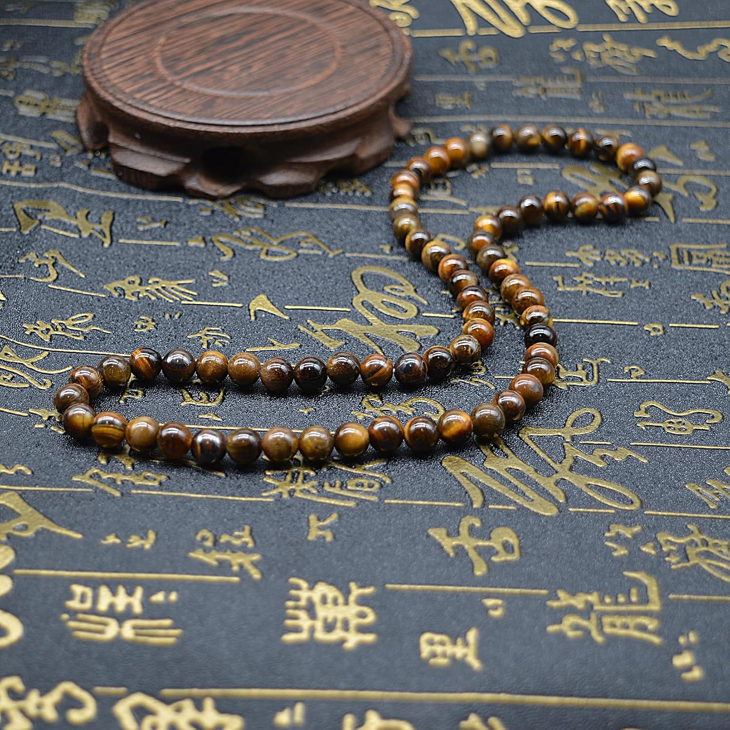 8MM Natural Tiger Eye Lava Stone Beaded Choker Necklace Genuine Gemstone Anxiety