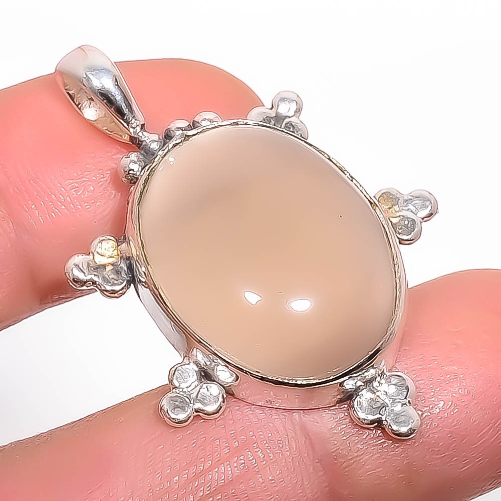 Natural Chalcedony – Brazil Gemstone 925 Silver Plated Pendant 1.56″ P7354-54