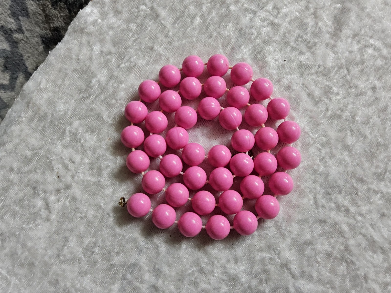 Hot Pink Spring Ring Round Beaded Necklace 24″