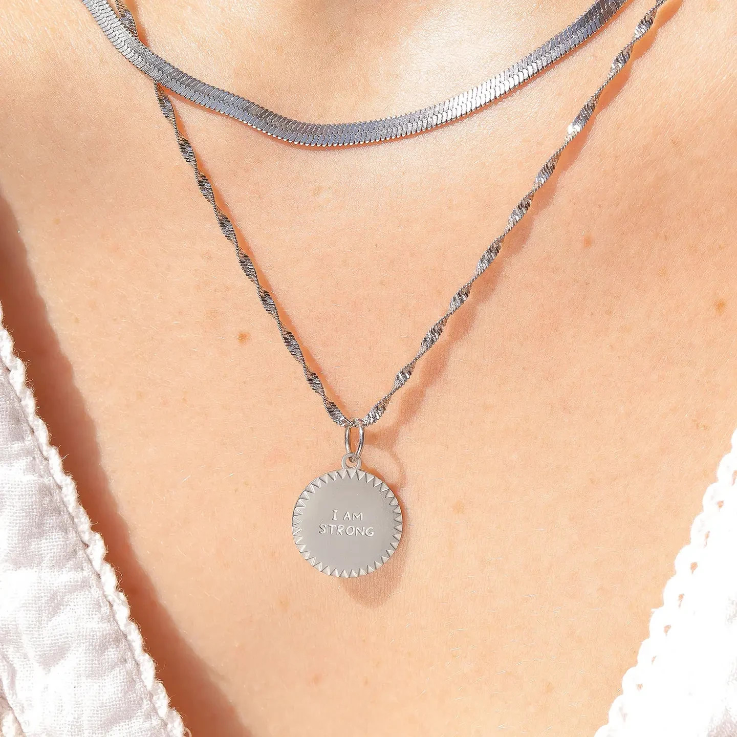 Stainless Steel 3mm Herringbone Chain Necklace 14″