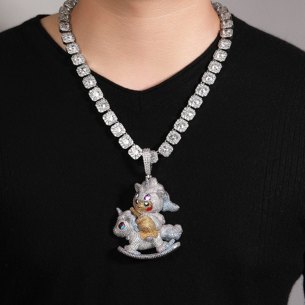 Hip Hop Cute Pendant Necklace 5A Zirconas 18K Gold Plated Women Men Jewelry Gift