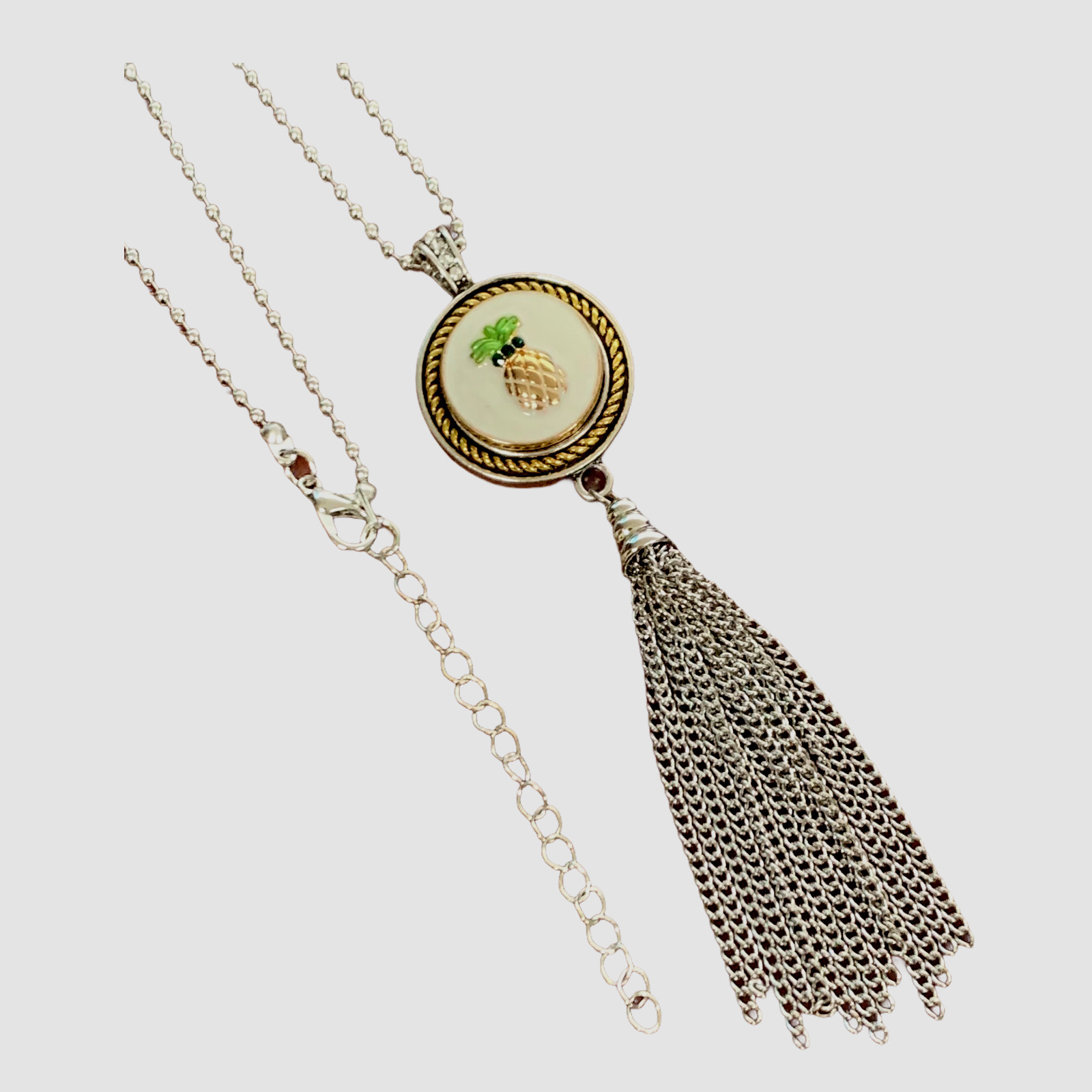 Snap Jewelry Gold Plated Trim Tassel Necklace 32″+3″ fits 18-20mm ginger Charms