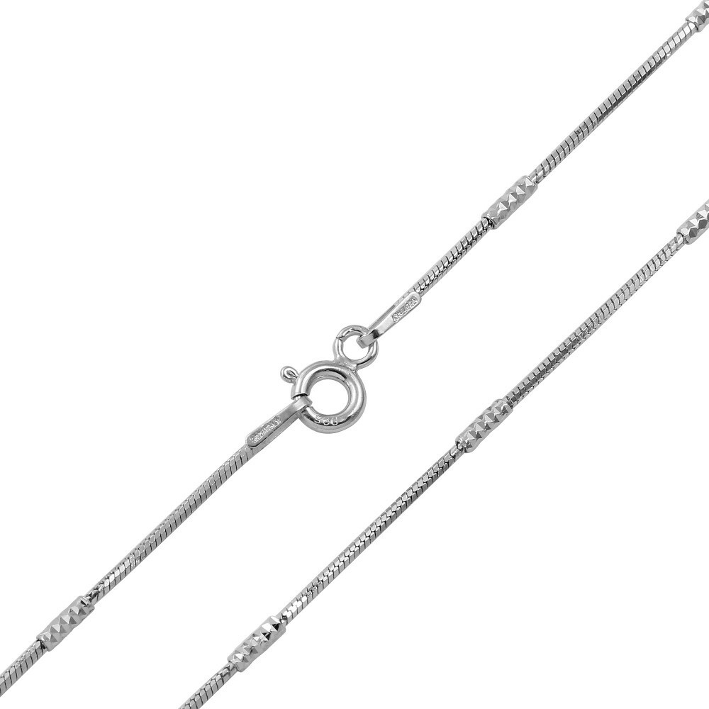 Sterling Silver Rhodium Finish Diamond Cut 1.5mm Tube Brite Snake Chain Necklace