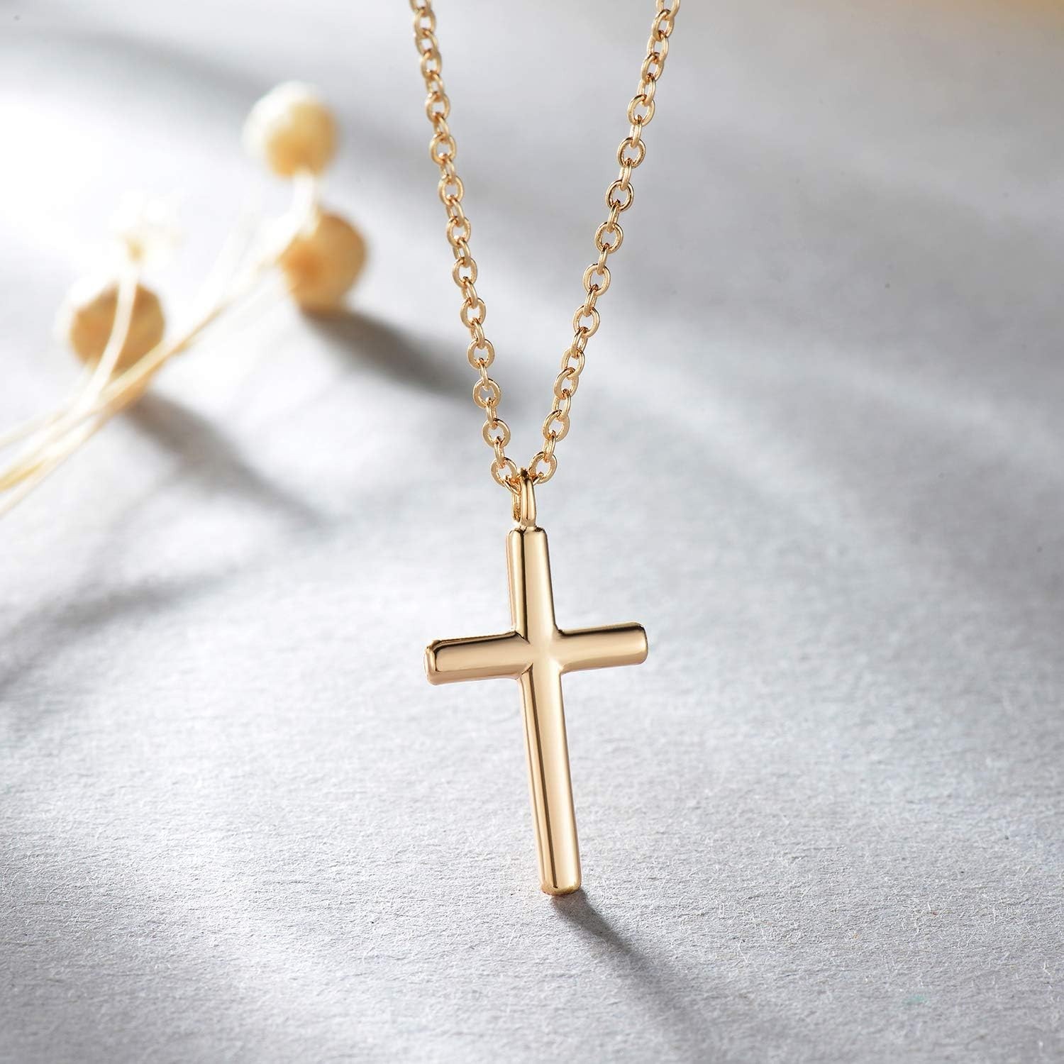 14K Gold-Plated Cross Necklace for Women – Lightweight & Versatile Faith Jewelry