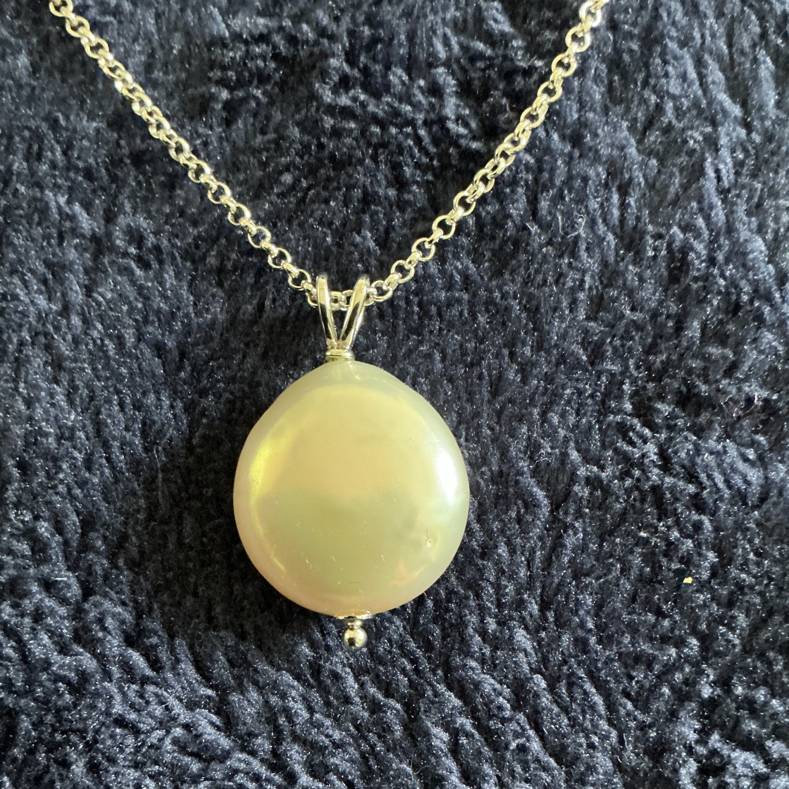 Honora .925 Chain Necklace Round Pearl Charm Pendant Adjustable 17-20”