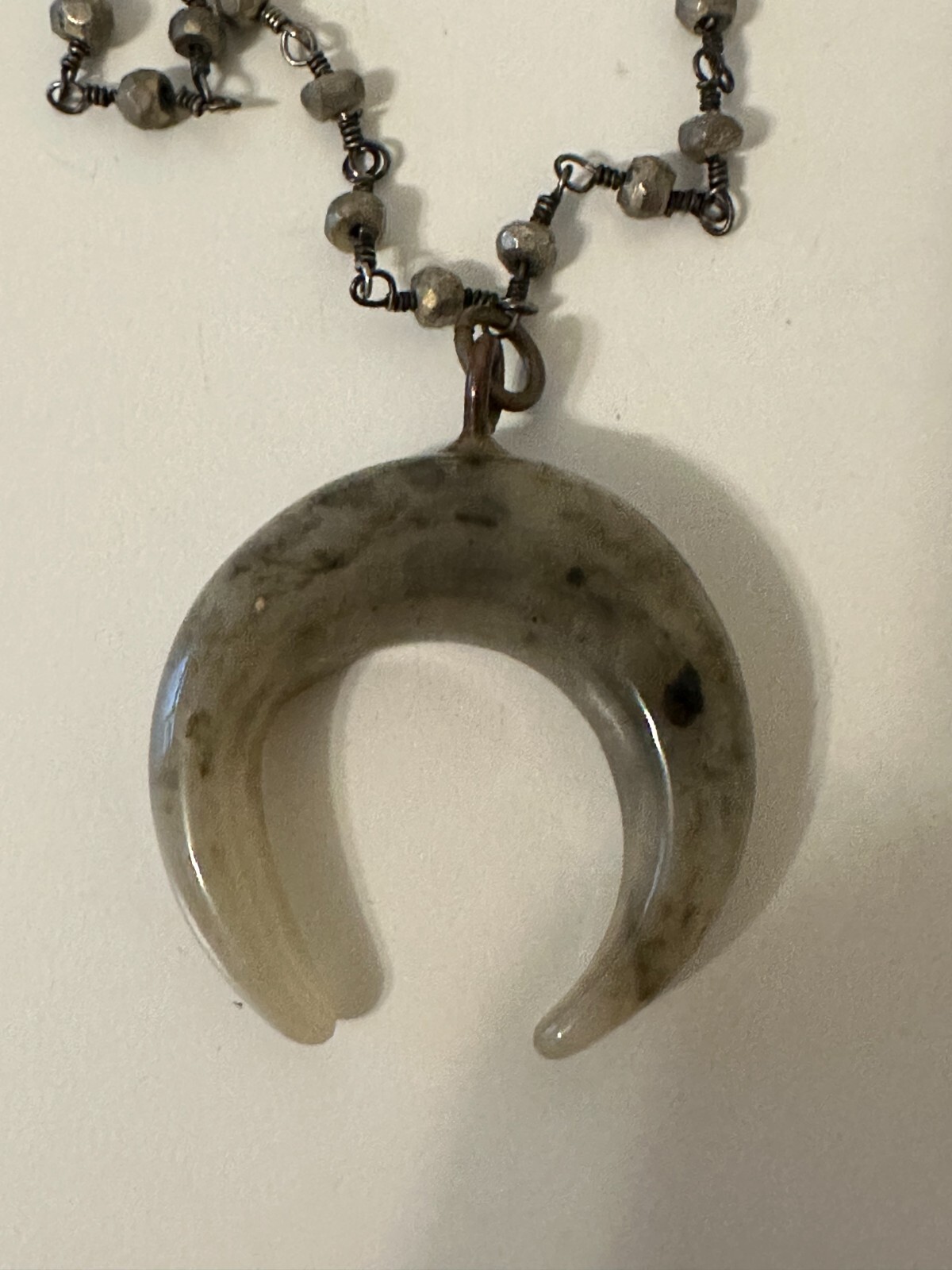 CC Jordan Designs Necklace Crescent Moon pendant Tribal Chain Toggle 16 in