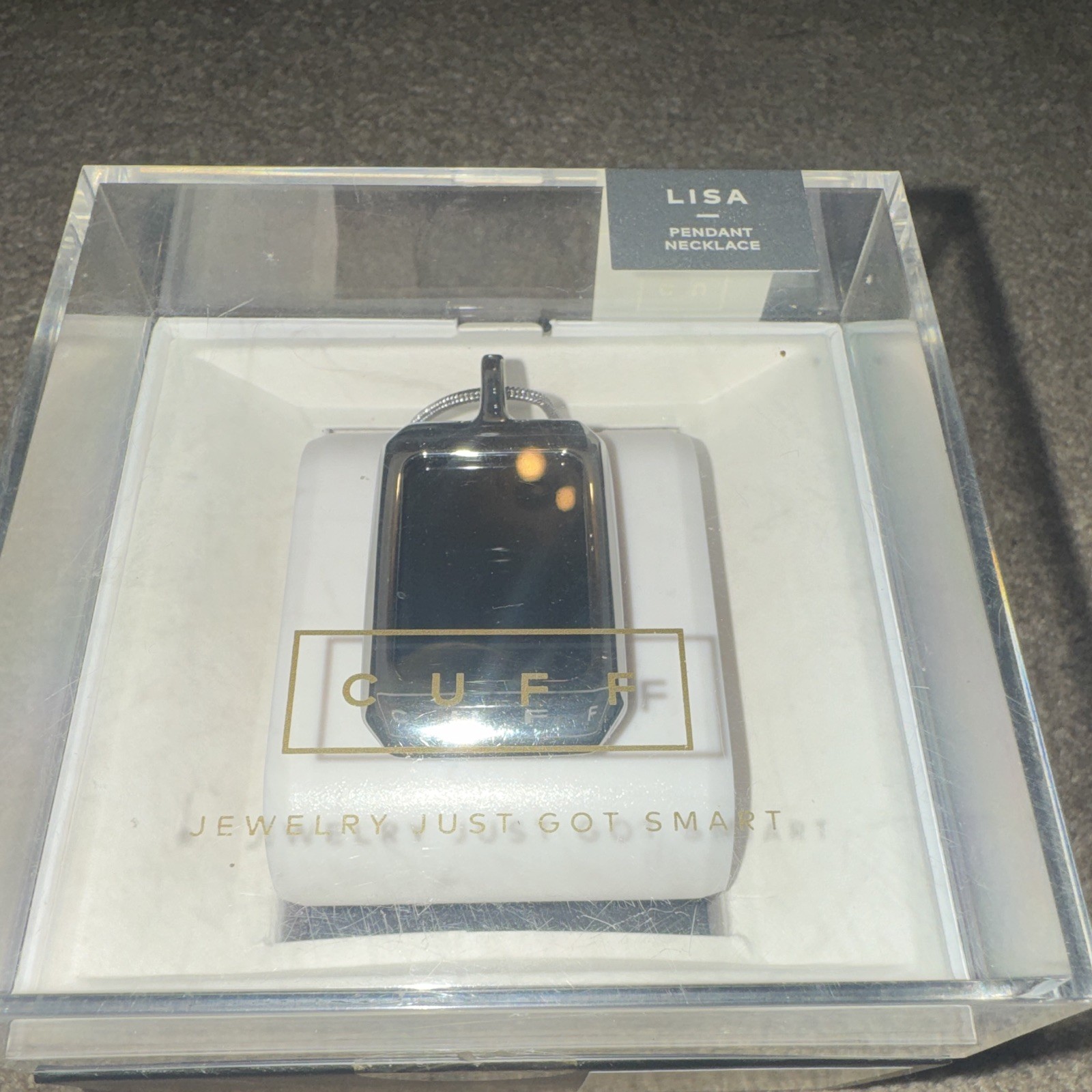 CUFF Lisa Silver/Black Rectangle Pendant Necklace