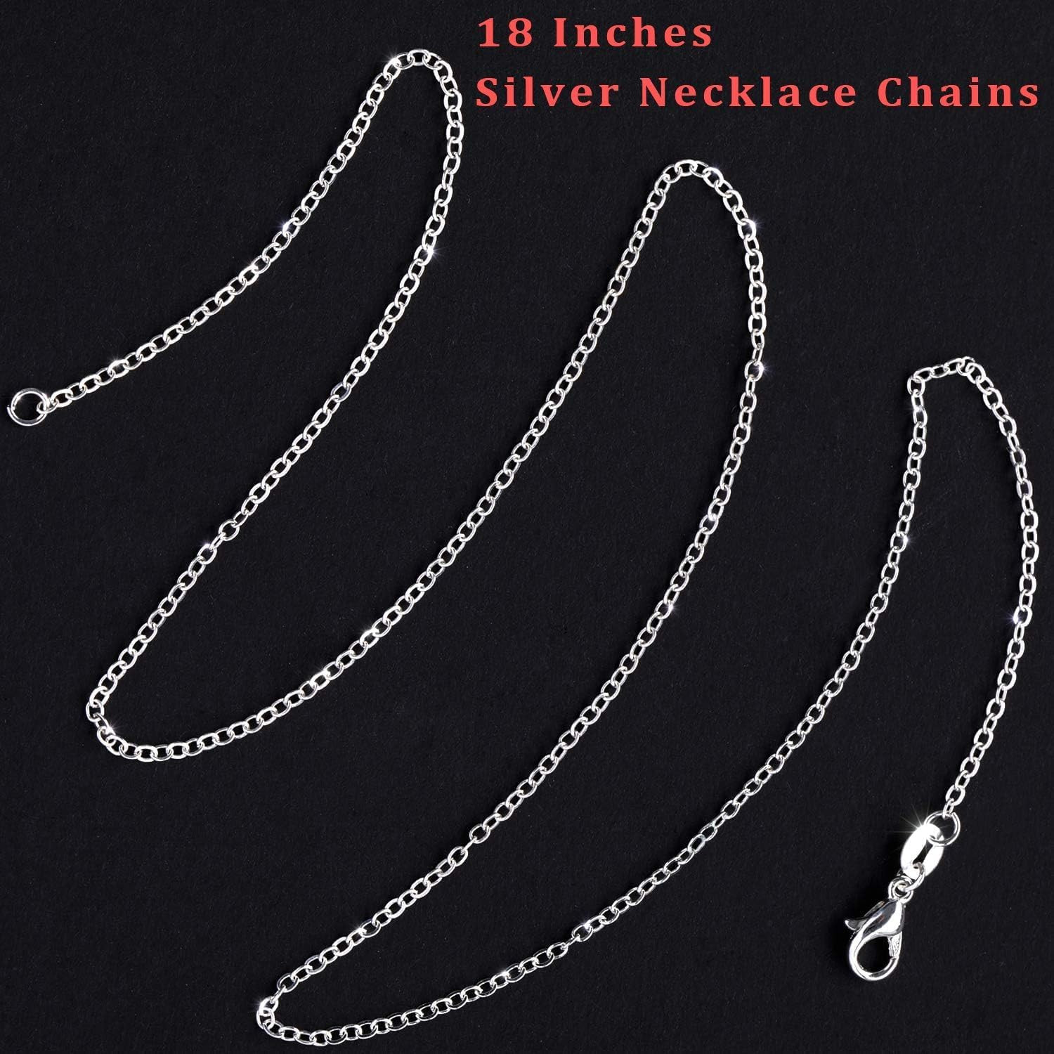 Necklace Chains, 15 Pack Silver Necklace Chains Bulk Plated Cable Chain