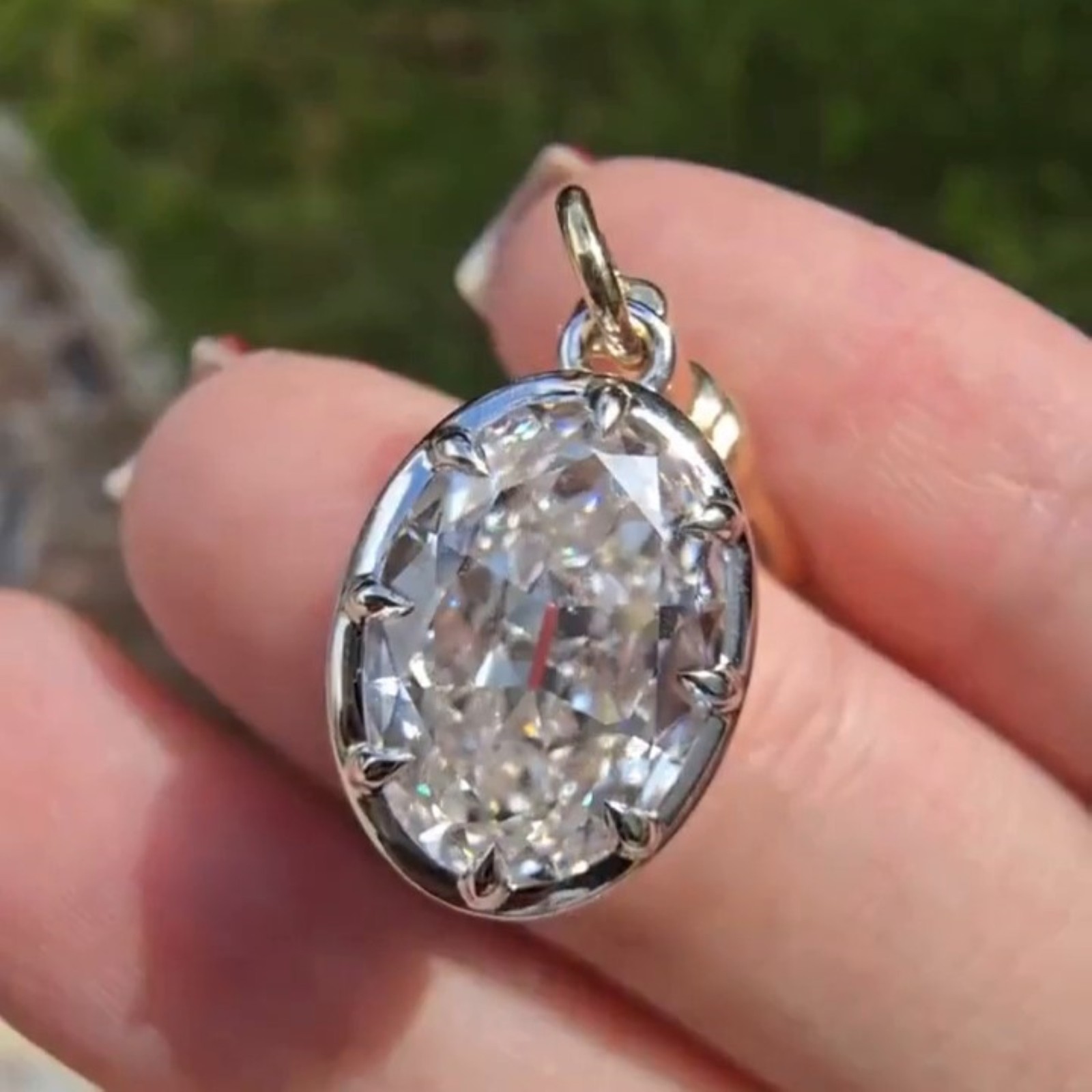 2.50 Ct Oval Cubic Zirconia Pendant Bezel Set Old European Oval Cut Gift For Her