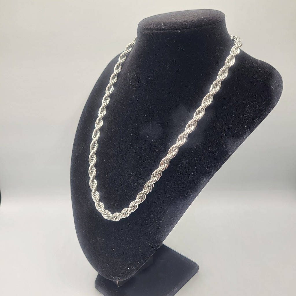 Men’s Stainless Steel Twisted Braided Rope Chain Necklace – 21″ – NWOT