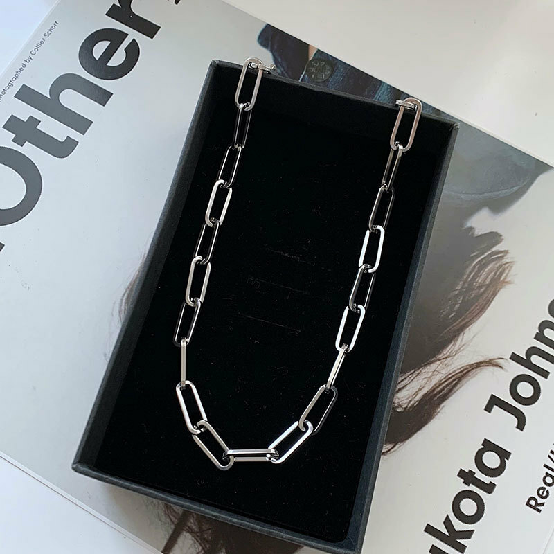 8mm Woman 18K Gold Plated Stainless Steel Thick Heavy Paperclip Link Chain Rolo