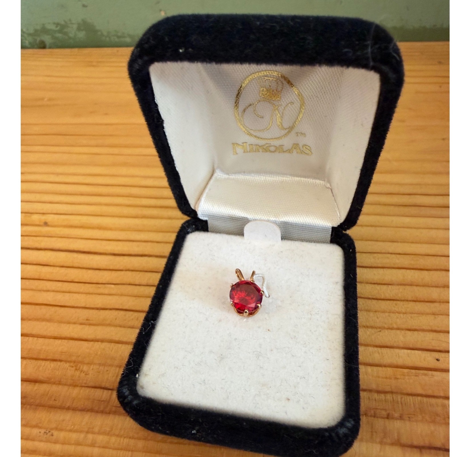 Vintage House of Nikolas 3ct Cubic Zerconia Ruby Yellow Gold-filled Pendant