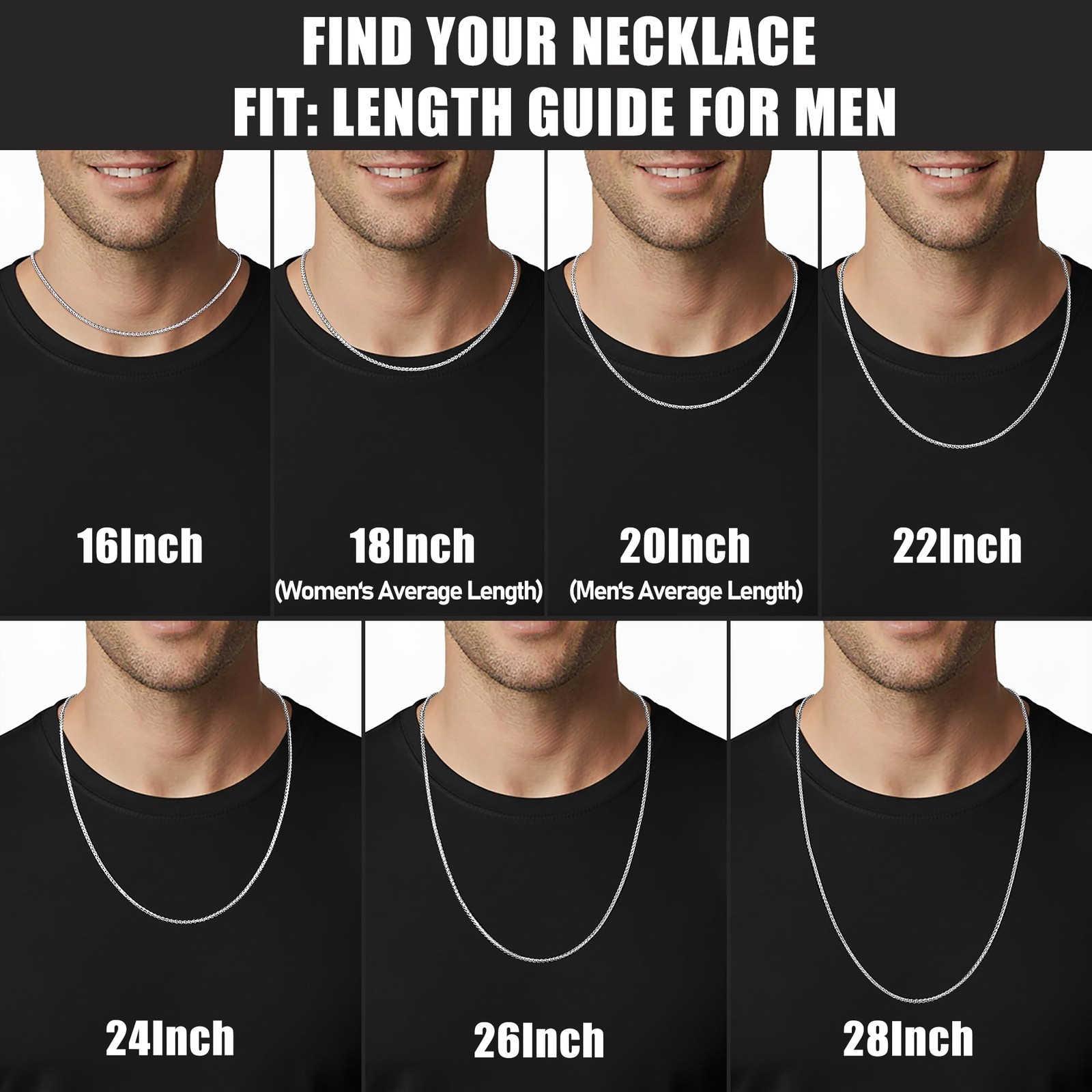 Silver Tone Wheat Chains for Men and Women, 2.5mm Stainless Steel Necklace Ch…