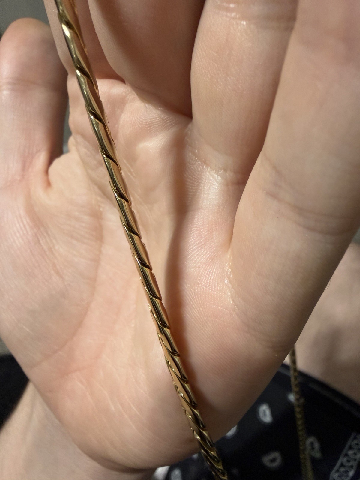 Stamped 14k Gold Flat Cuban Link Chain. 30 inches in length.