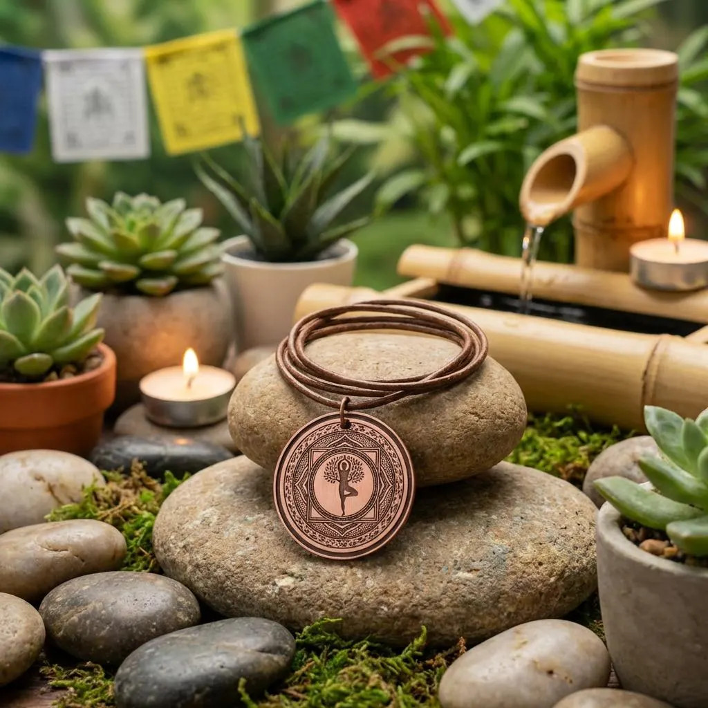 Boho Spiritual Copper Yoga Tree Pose Vrksasana Necklace – Handmade Boho Gift