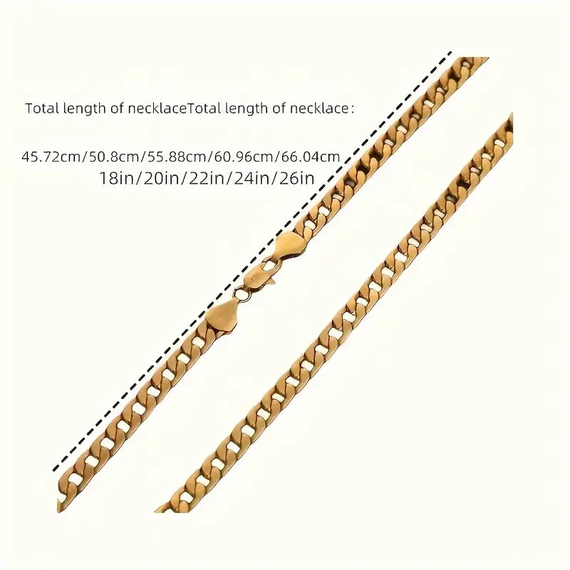 Golden Chain Necklace, 24 or 26 Inches Long .315in wide 14K Gold Plated