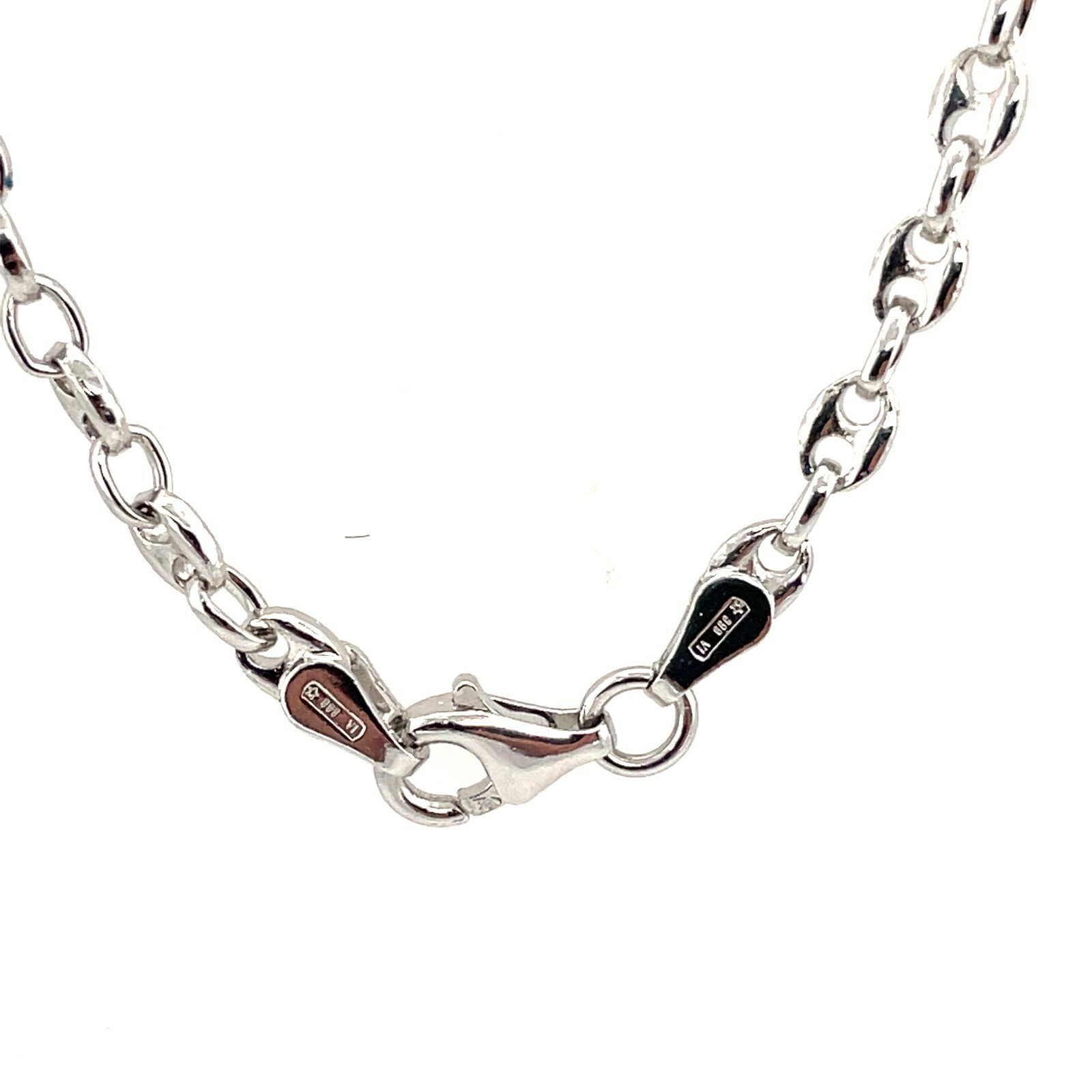 Sterling Silver Rhodium 3.4mm Margarita / Cable Link .925 Italian Chain 20”
