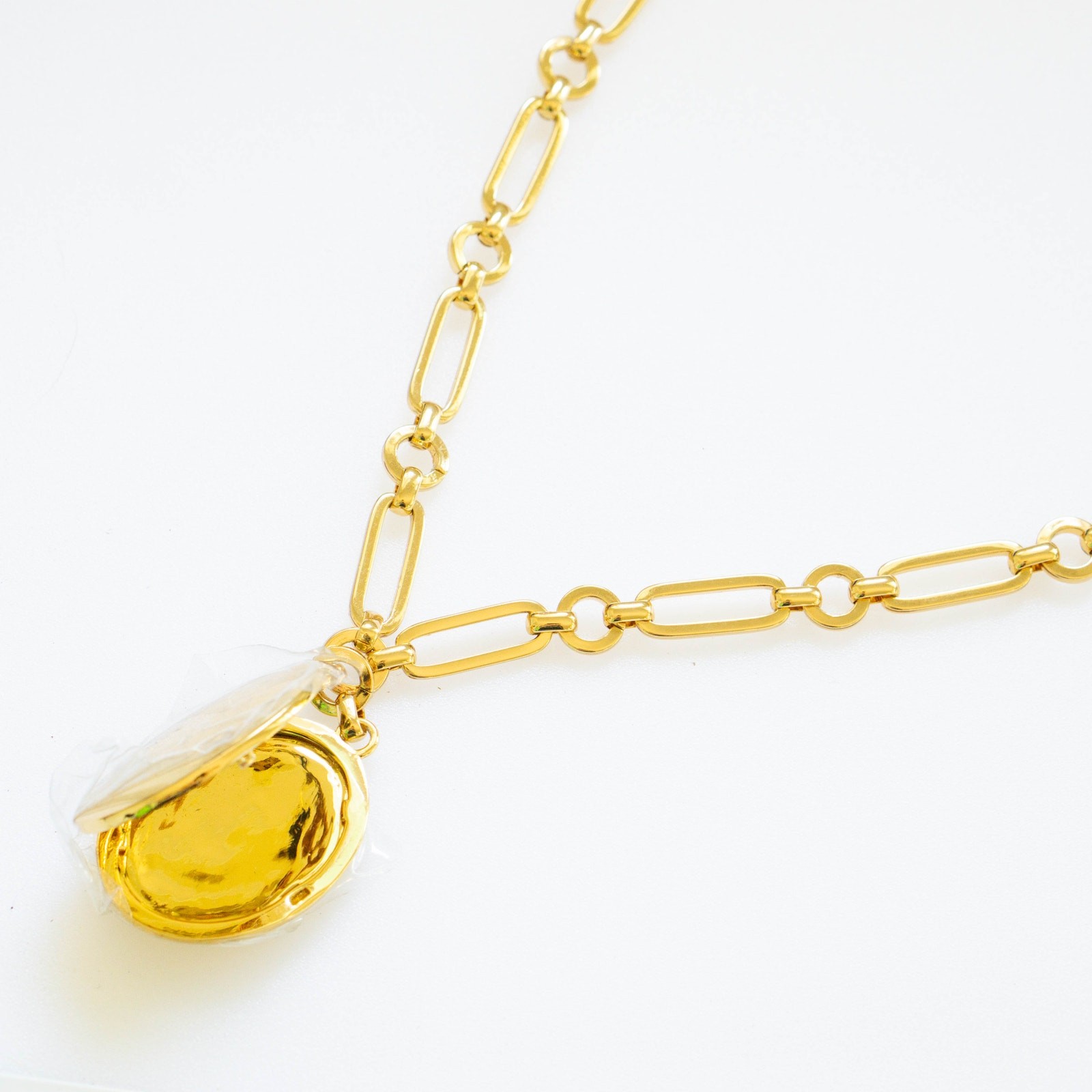 J.Crew Chain Link Oval Locket Gold Necklace