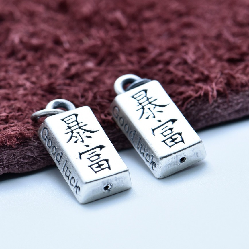 9mm *18mm Pure 999 Fine Silver Bar Pendant Thai Silver Fine Jewelry 1.2 grams