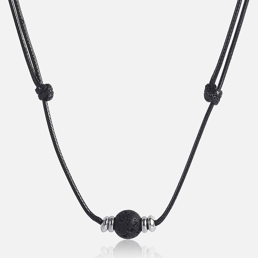 Long Lava Rock Choker Necklace Leather Rope Chain Adjustable Length Unisex 178CM