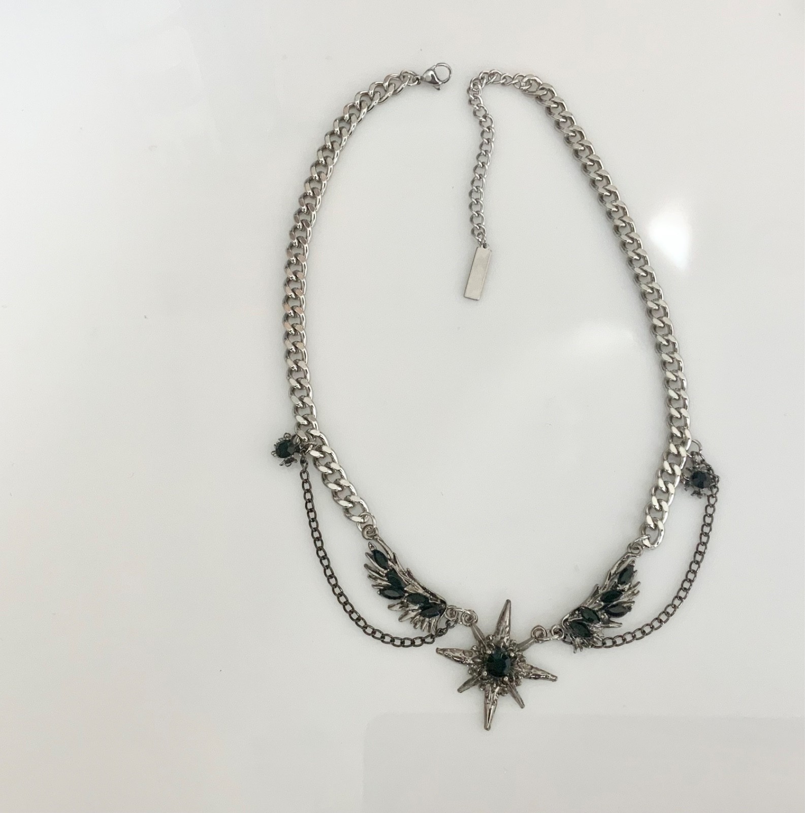 Men’s Star Starburst Wings Necklace Metal Jewelry Goth Punk Stainless Steel