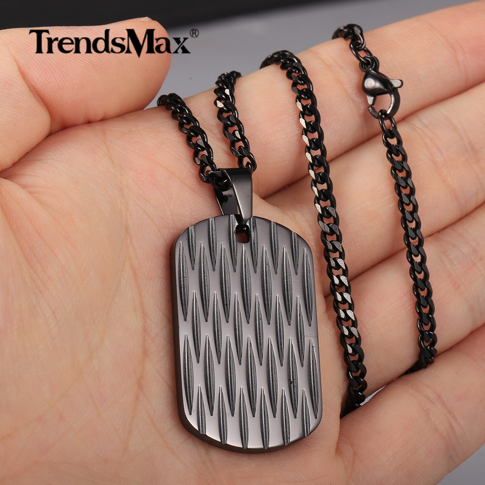 Silver/Black/Gold Plated Stainless Steel Dog Tag Pendant Necklace Shield Shape