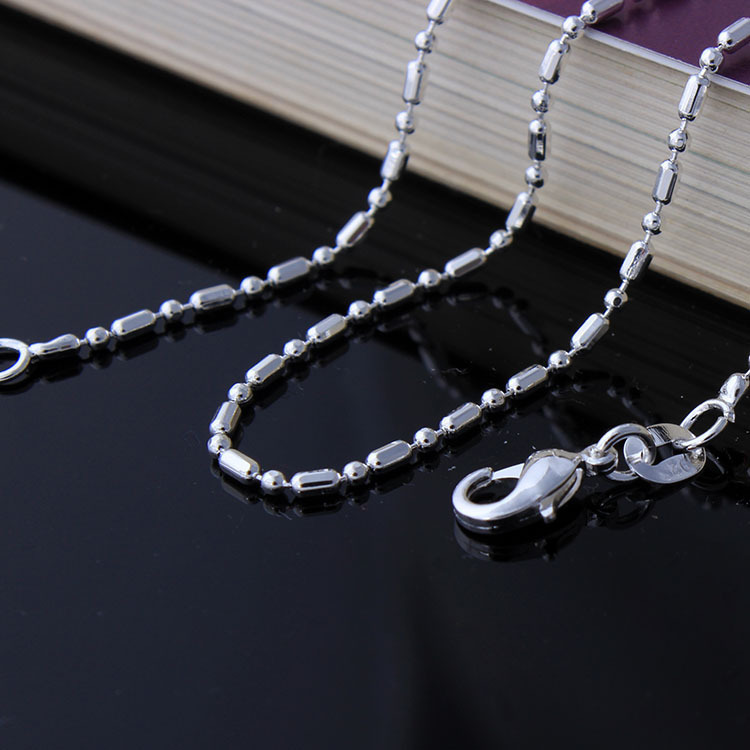 Wholesale 10pcs 925 Sterling Silver Plated 1.5mm Bamboo Chain Necklace 16″-30″