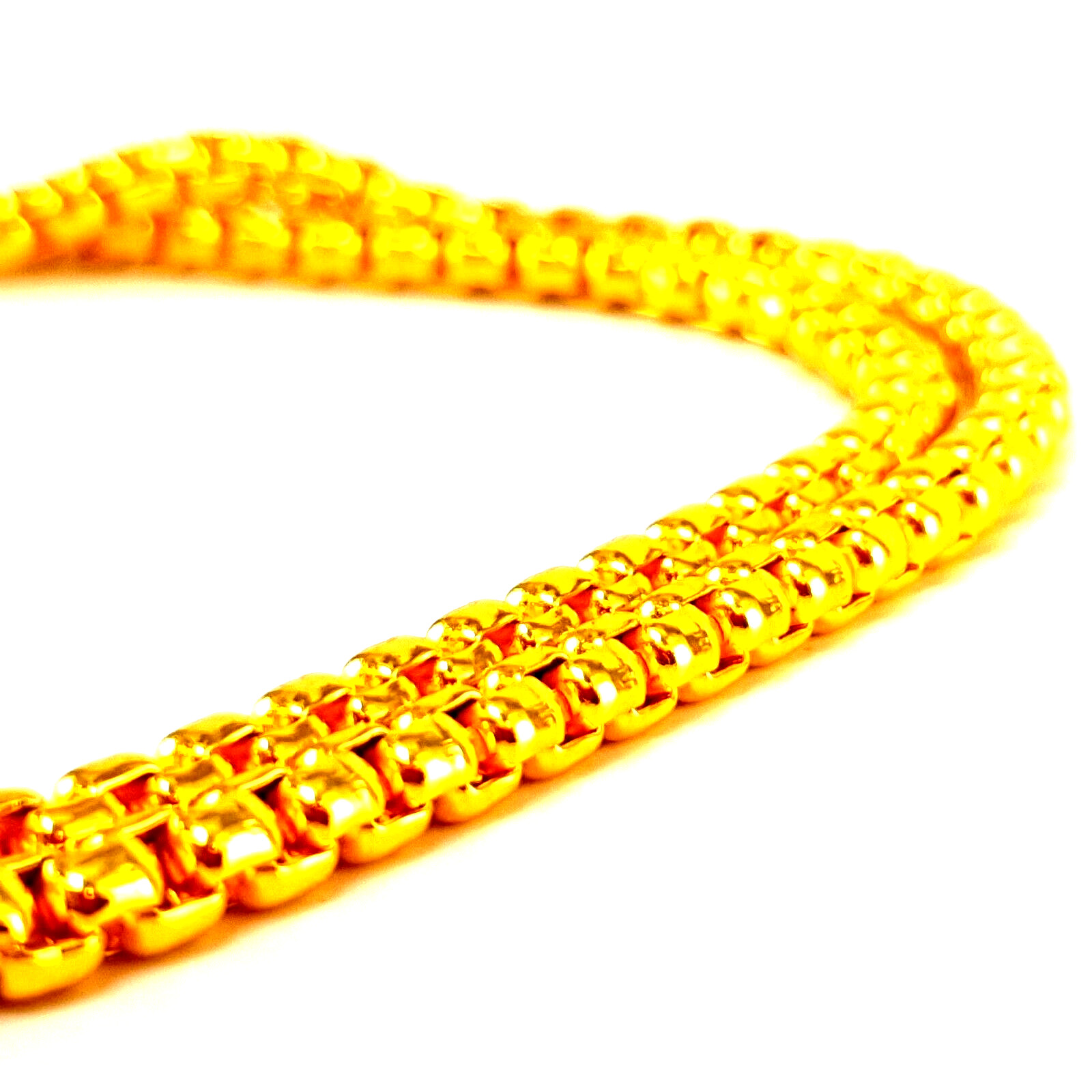 Gold Color Charm Necklace Plated Brass Unisex Adult Fashion Jewelry 24″ 5 MM.
