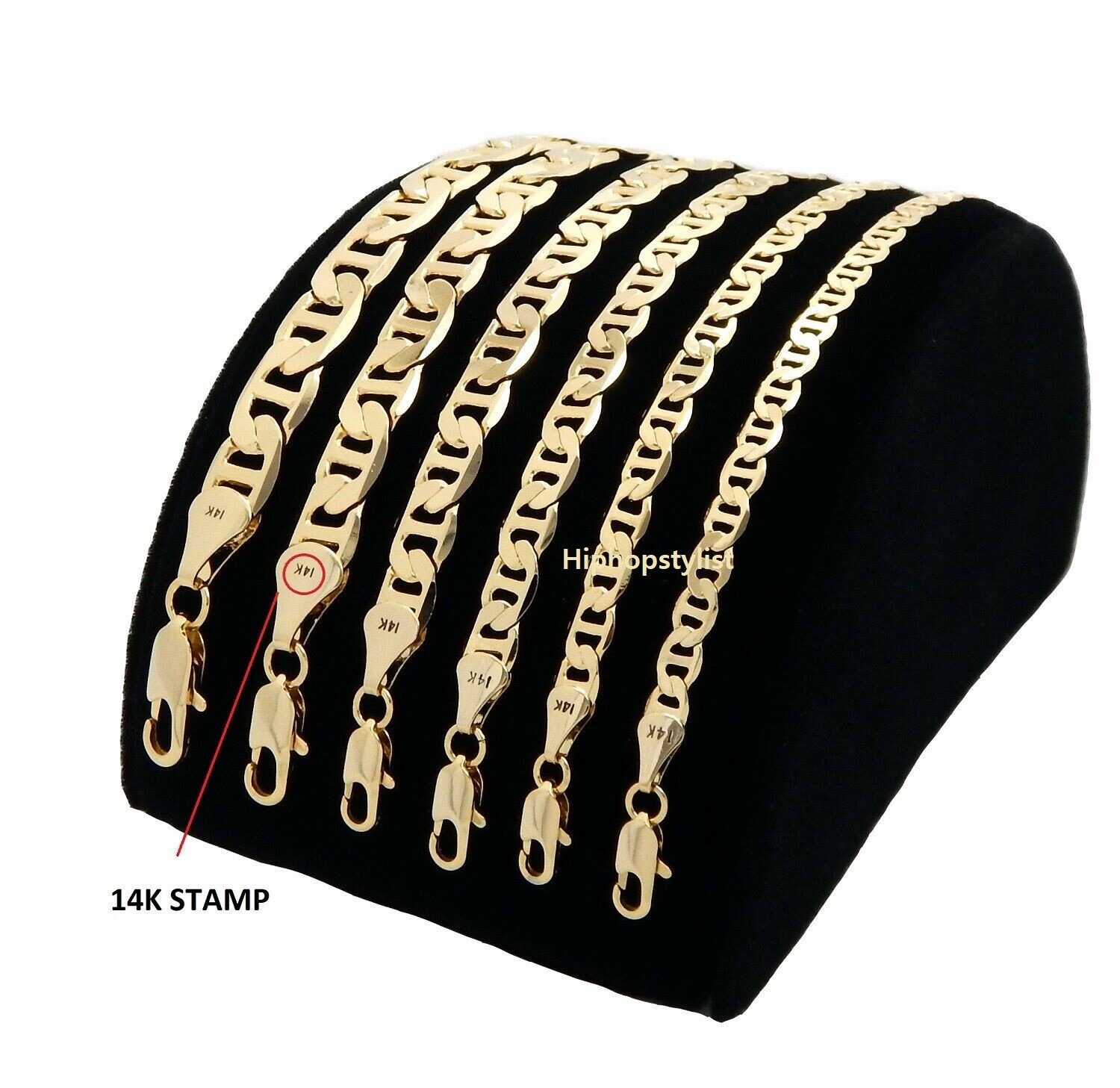 Men’s Mariner Anchor link Chain 14k Gold Plated 3mm to 9mm 20 – 30 inch Necklace