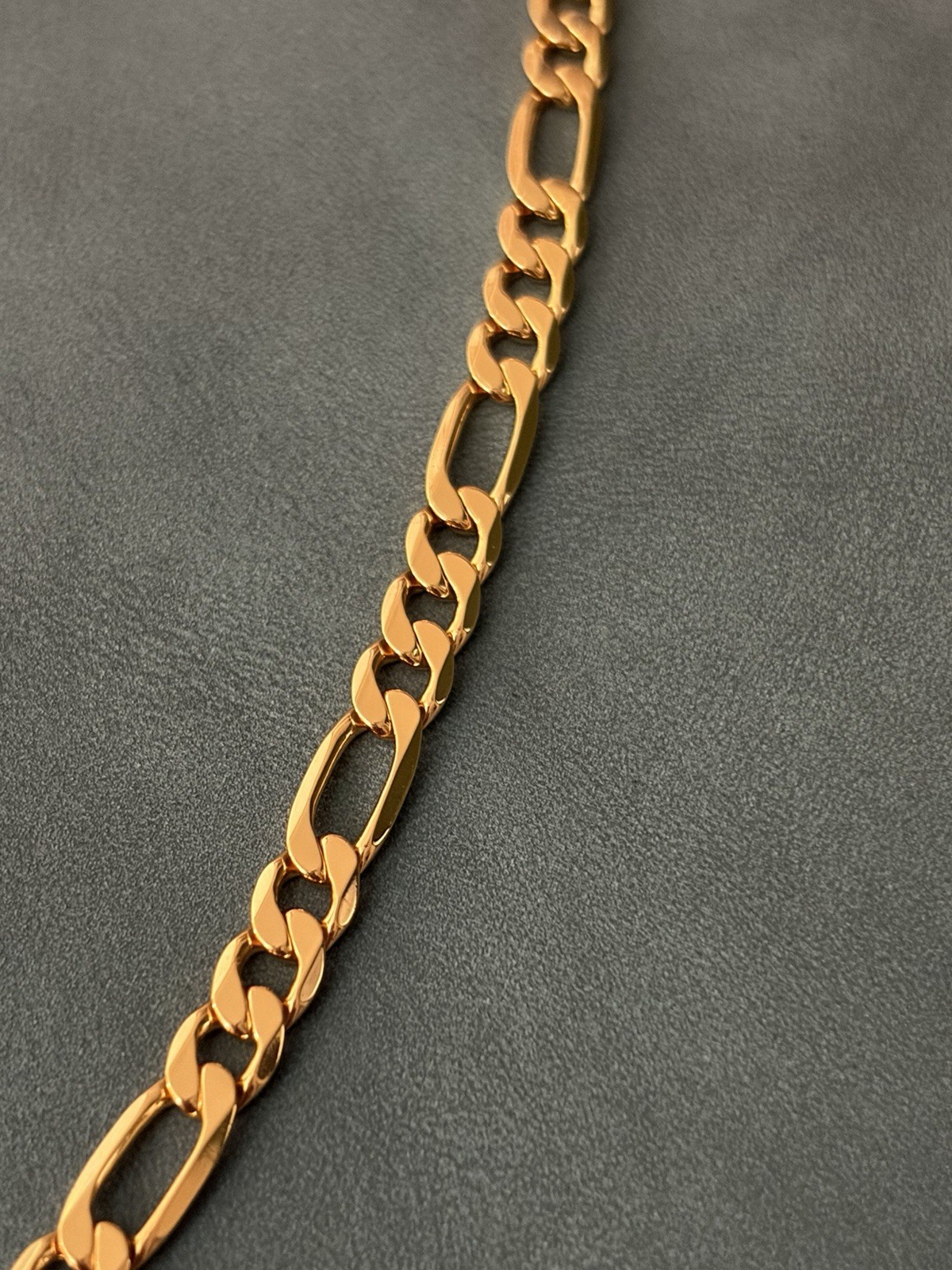 Gold Tone Figaro Chain Necklace Yellow Gold Plated Lobster Clasp Signed