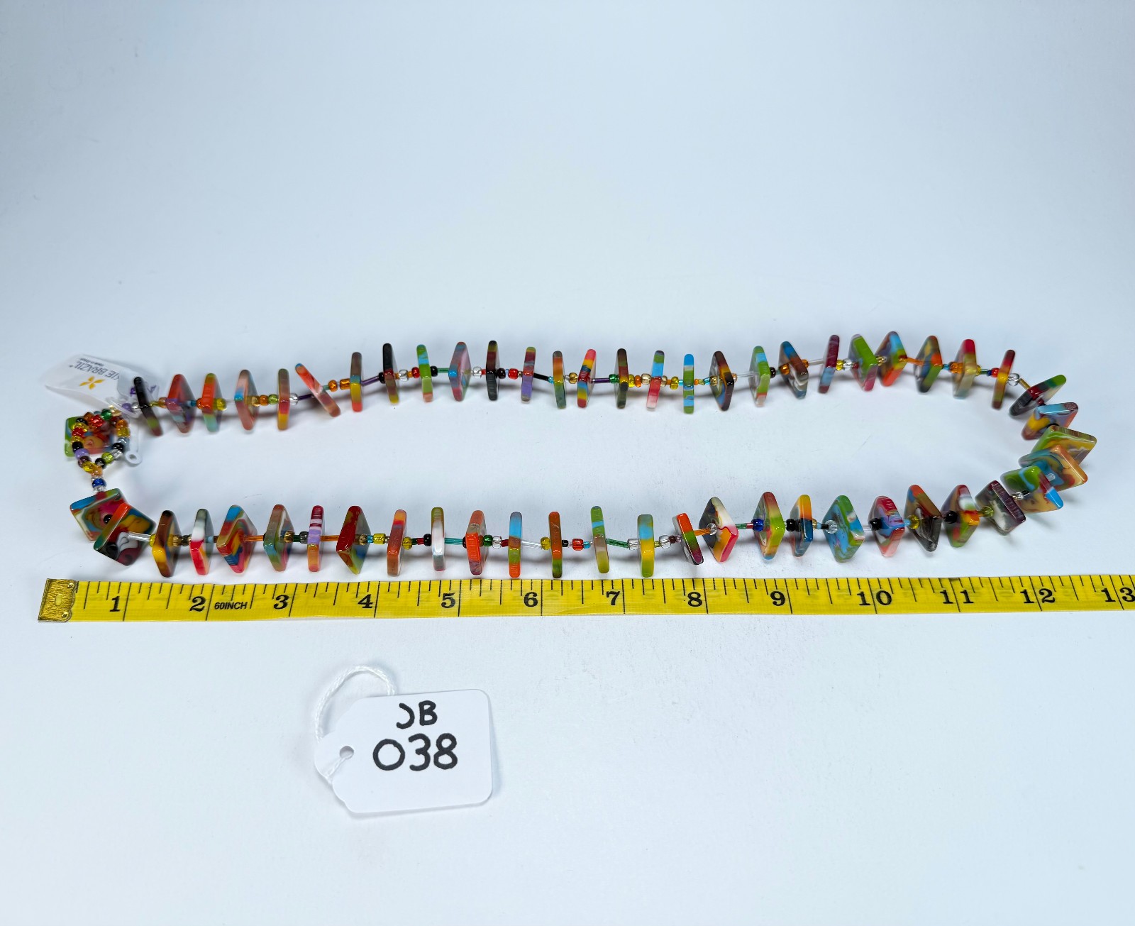 Jackie Brazil “Africa” Kandinsky Liquorice Squares & Beads 70cm Necklace (N0009)