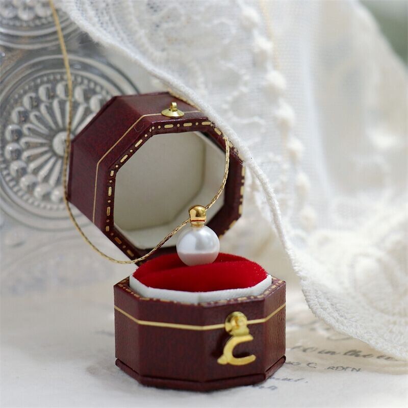 Woman 18K Gold Plated Golded Bead Ball Pearl Charm Necklace Chain
