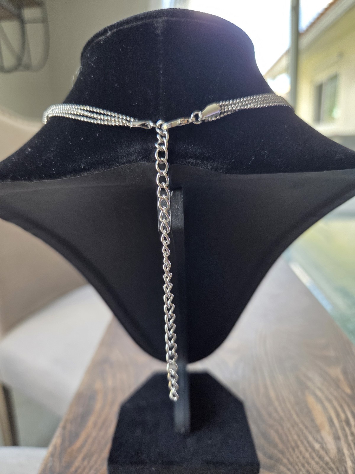 Silver Tone Multi-Strand Lariat Chain Necklace Tassel, Lobster, Adjustable