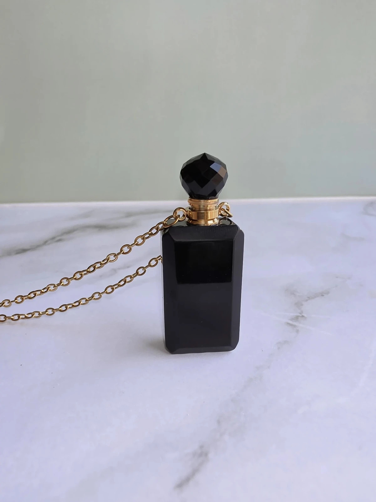 Vial Necklace 14K Gold Plated Perfume Bottle Crystal Pendant Gemstone Gift