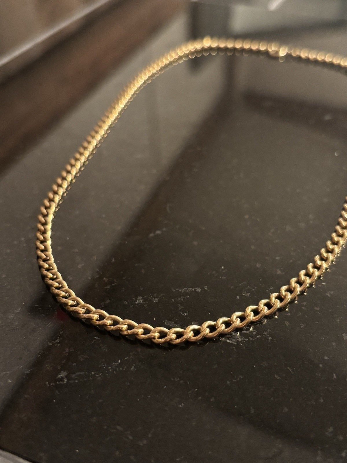 Gold Filled Curb Link Cuban Chain Necklace 20in Metal Spring Ring Clasp No Stone