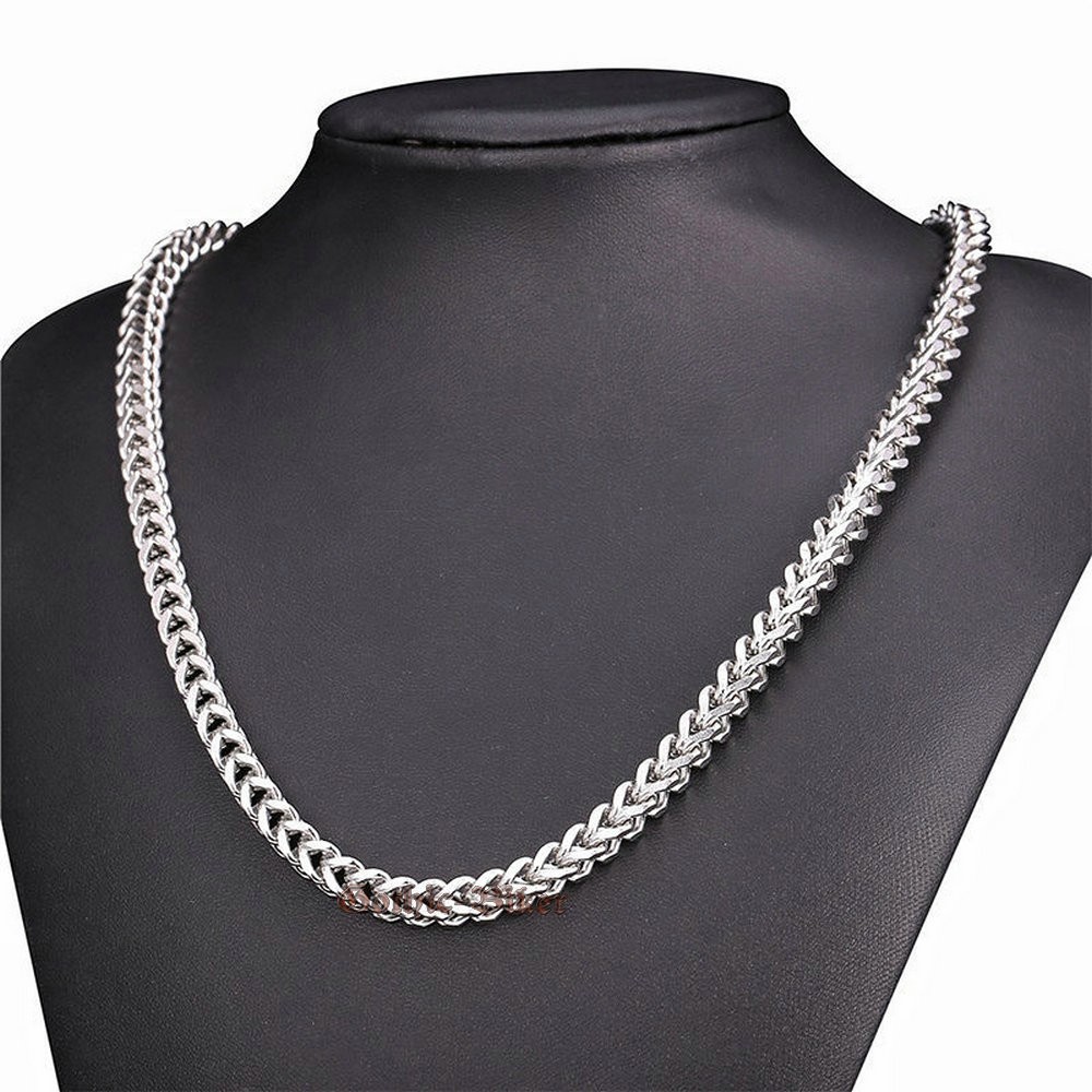 Unisex Franco Link Chain Necklace Stainless Steel 6mm 18-32″ High Quality polish