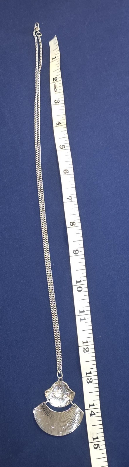 African Stories Necklace Silver Costume Jewelry Chain and Pendant ~15 in Long