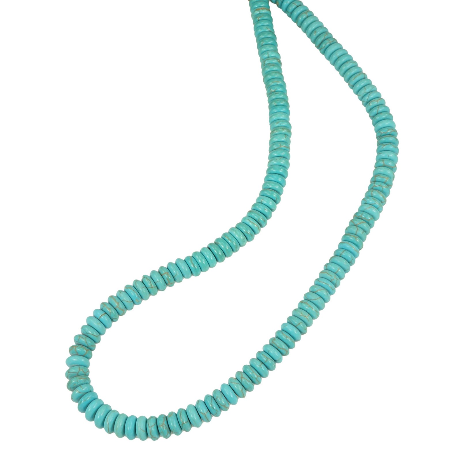 Unisex Turquoise Necklace, Tri Color Hematite Spacers