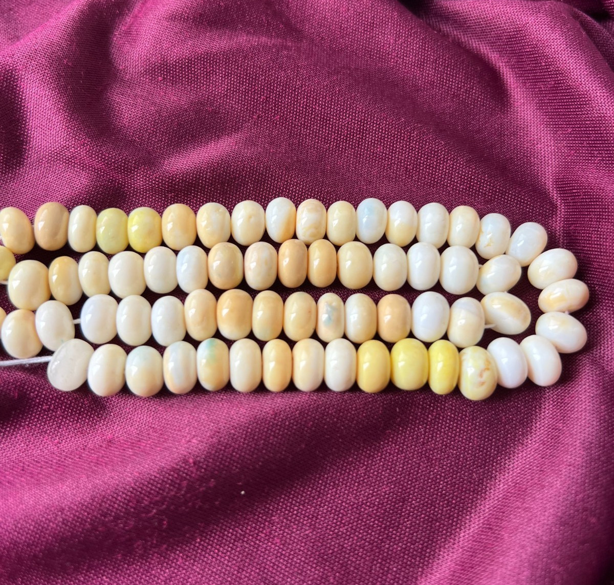 Natural Opal Rondelle Bead Strand Cream Yellow Jewelry Making 16″ Necklace