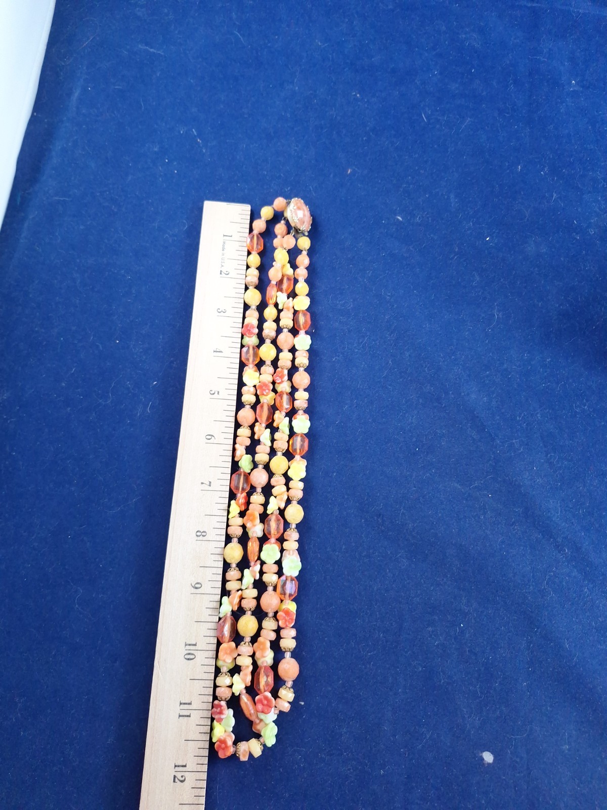 Vtg Multicolor Flower Style Beaded Necklace Retro Fall Look West Germany *9-07