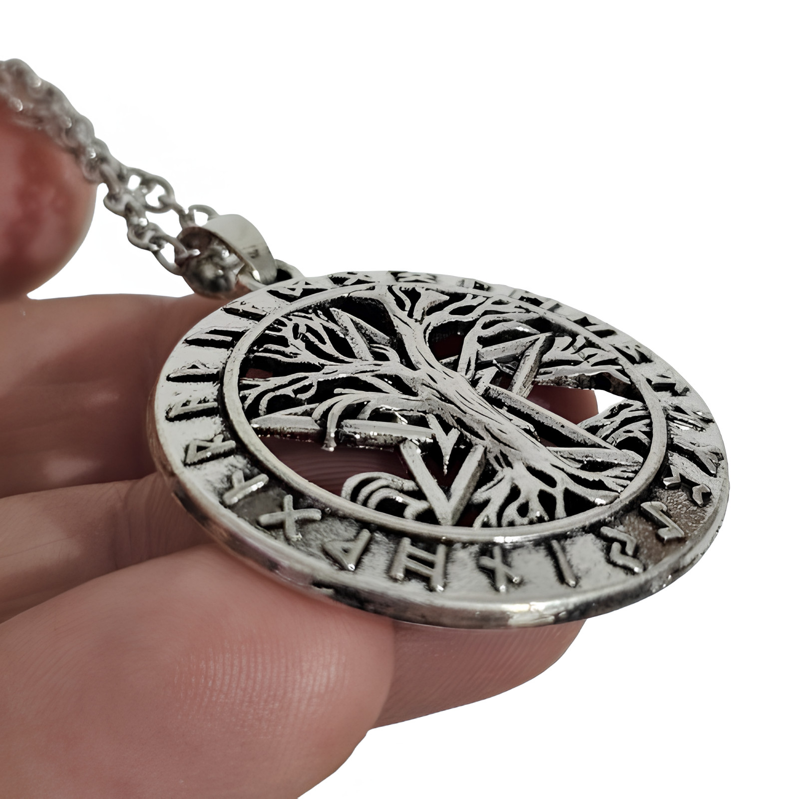 Pentacle Tree of Life Necklace Pendant Chain Necklace Rune Pagan Wicca Jewellery