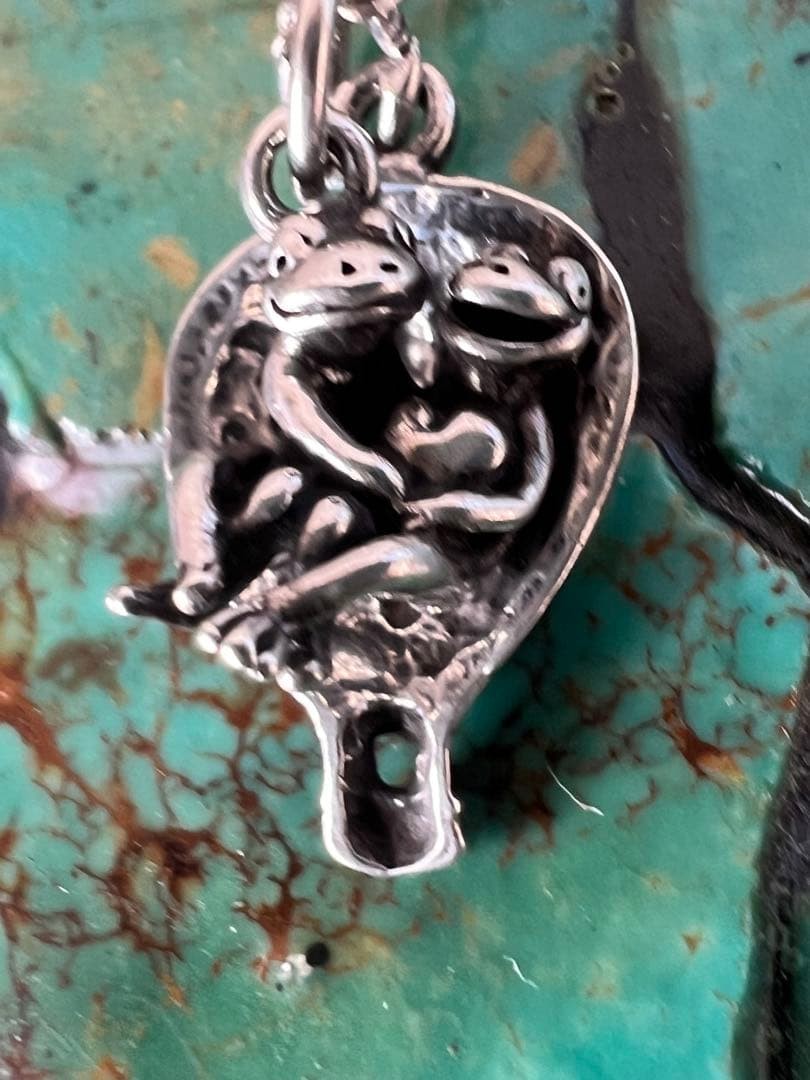 Vintage 925 Sterling Silver Frog Pair Necklace